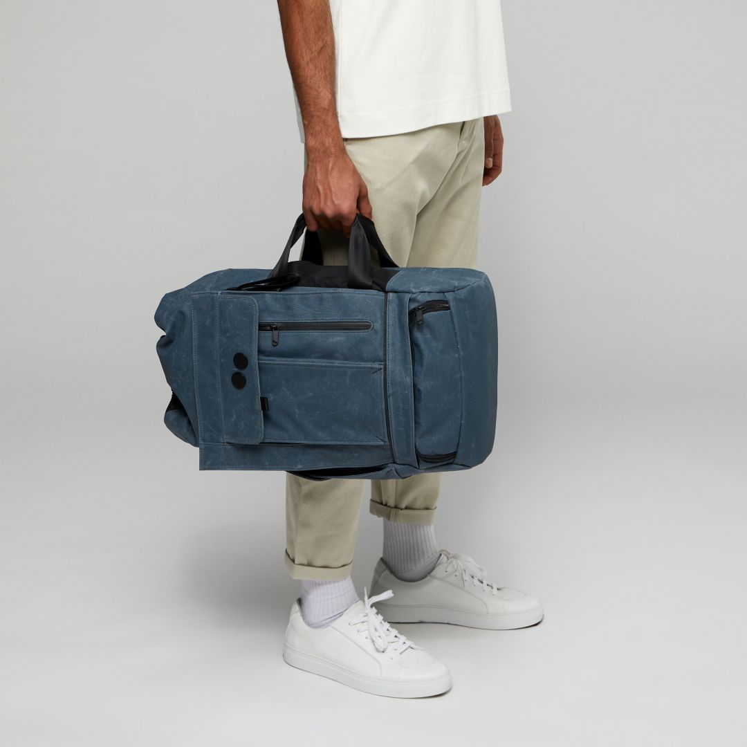 Sac à dos waxé bleu recyclé - blok medium coated blue
