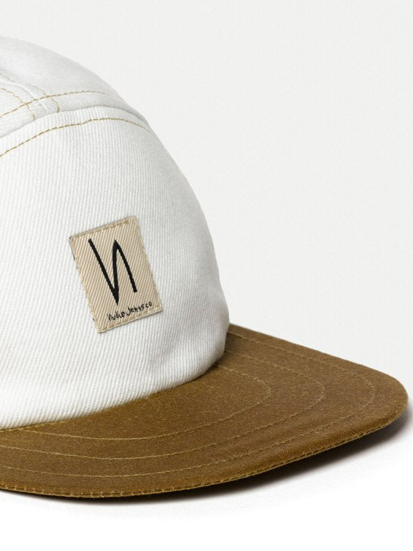 Casquette 5 panneaux en jean blanche en coton bio - Larsson