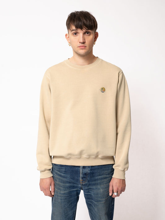 Sweat brodé en coton bio - Lasse Sunset Faded Sun
