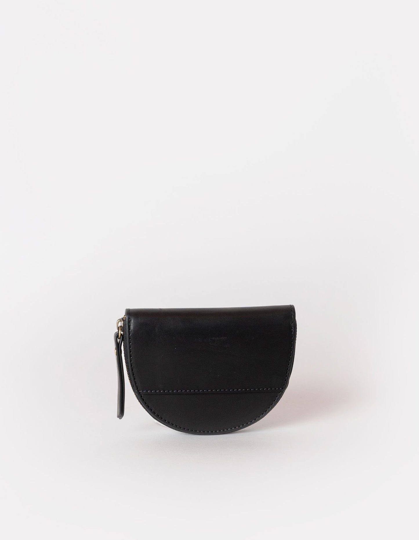 Porte-monnaie en cuir certifié | Noir "laura coin purse black classic leather"