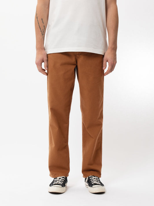 Pantalon droit camel en coton bio - Lazy Leo Canvas