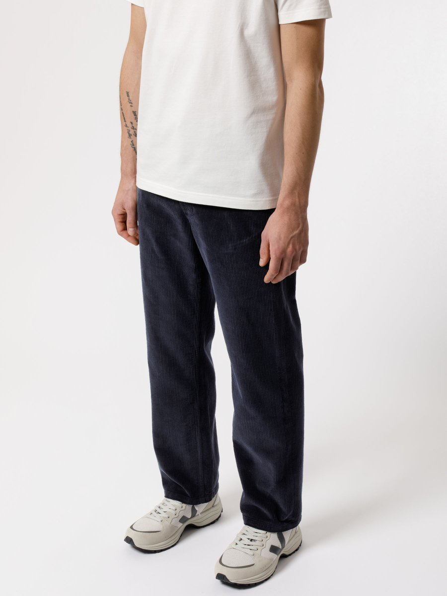 Pantalon droit marine velours côtelé en coton bio - lazy leo cord navy