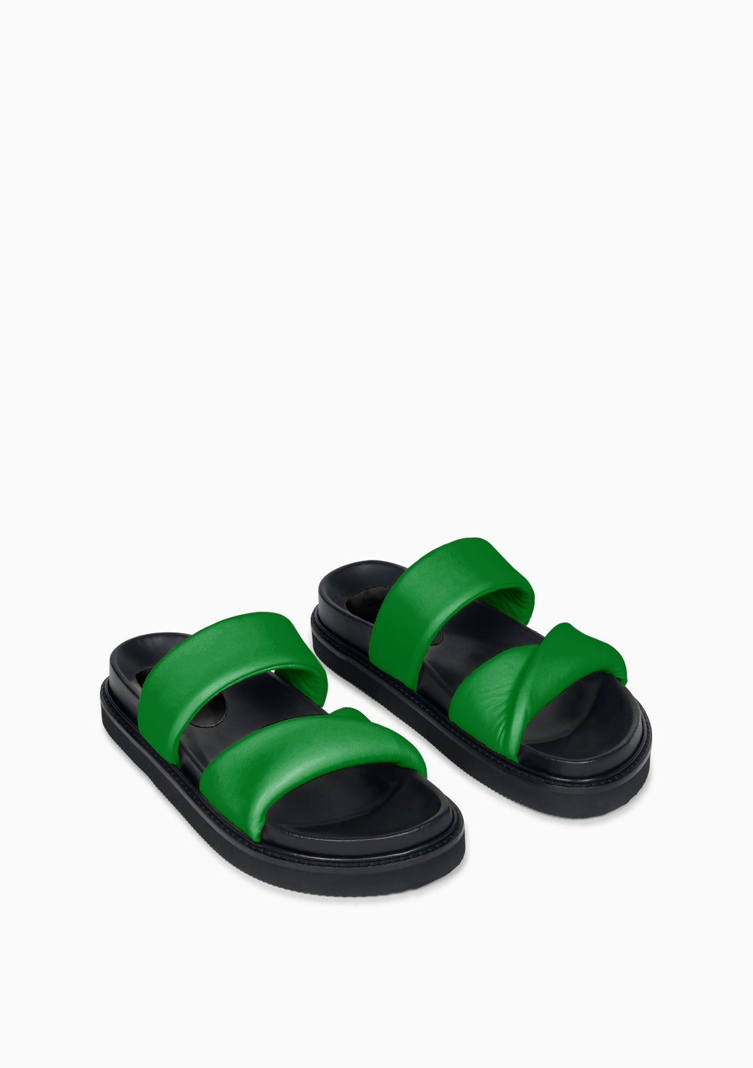 Sandales vertes en cuir certifié - twist mint