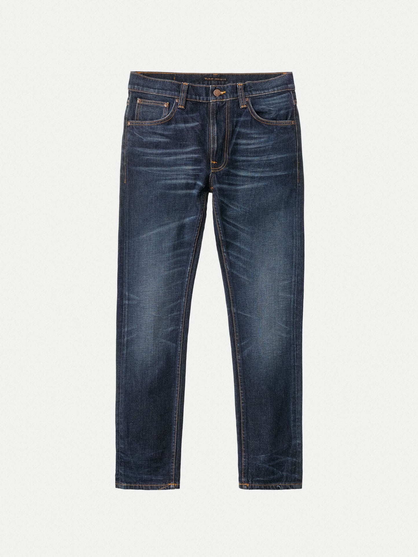 Jean slim bleu foncé délavé en coton bio - lean dean blue thunder