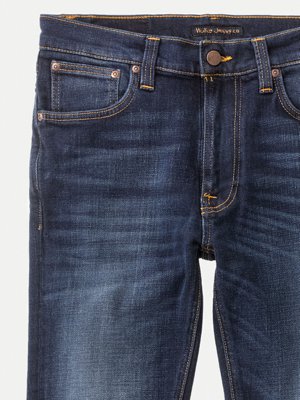 Jean slim délavé bleu foncé coton bio - Lean Dean dark deep worn