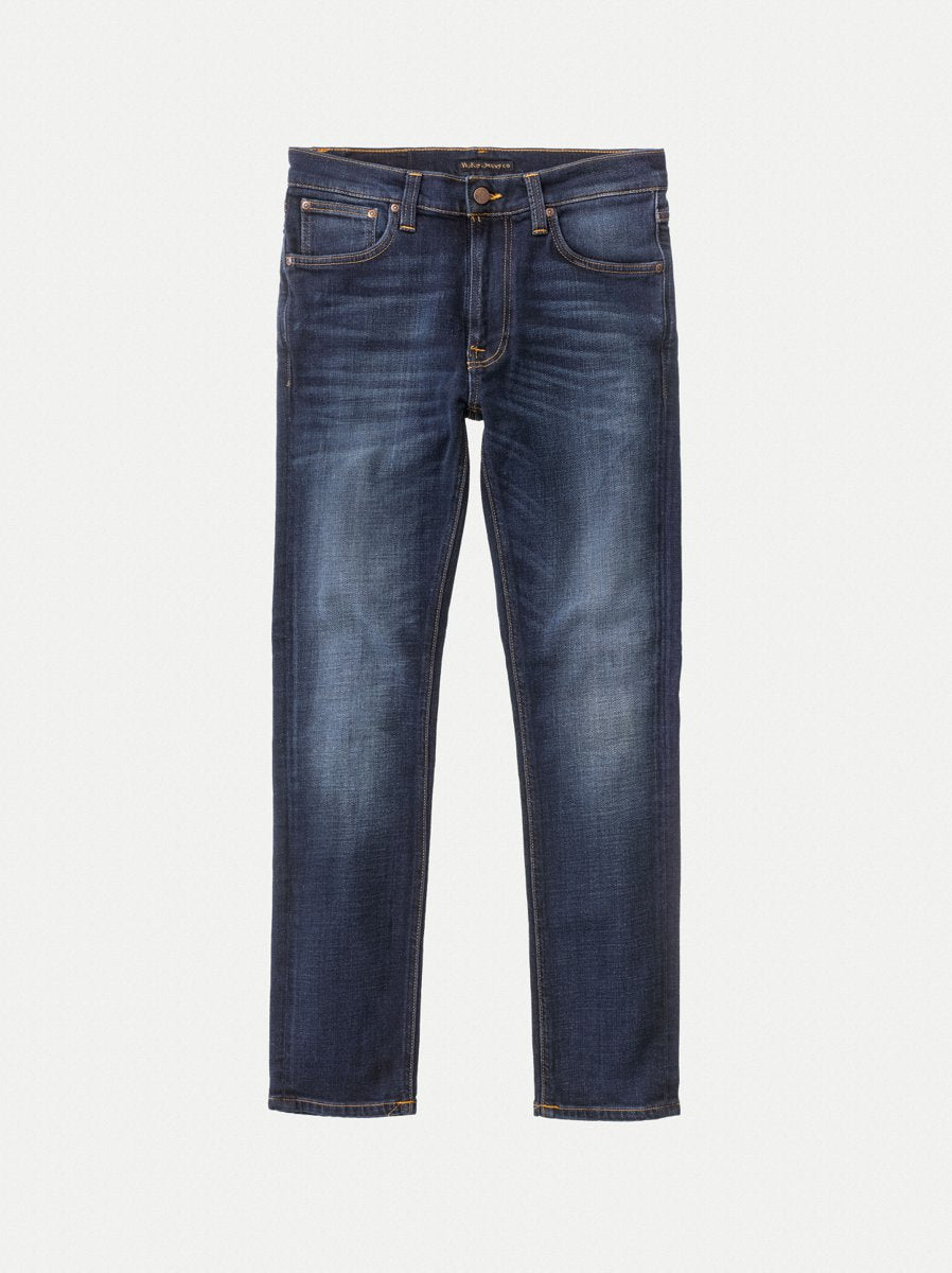 Jean slim délavé bleu foncé coton bio - Lean Dean dark deep worn