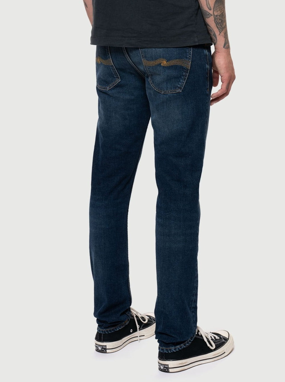 Jean slim bleu foncé délavé en coton bio - lean dean deep ocean