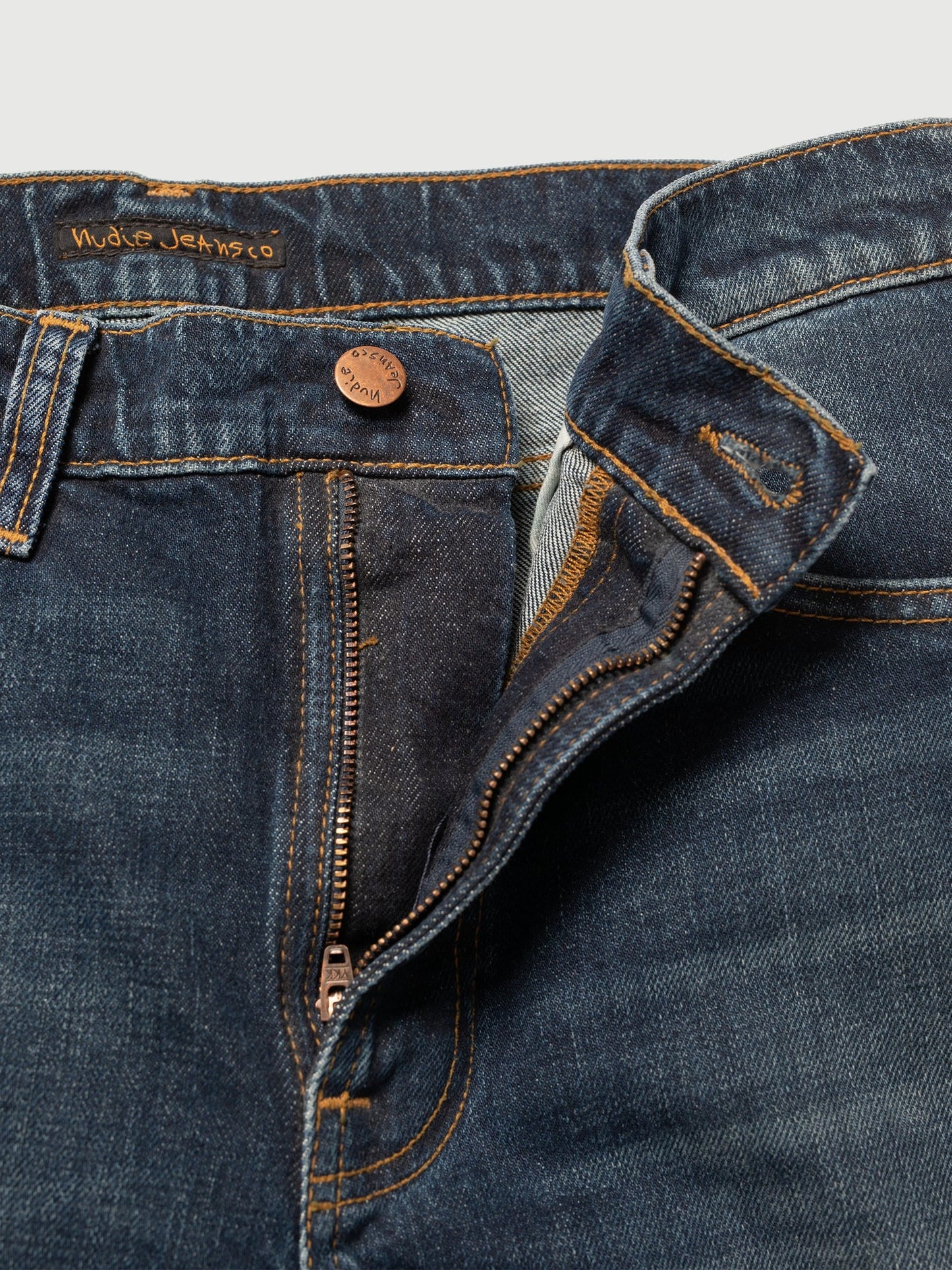 Jean slim bleu foncé délavé en coton bio - lean dean deep ocean