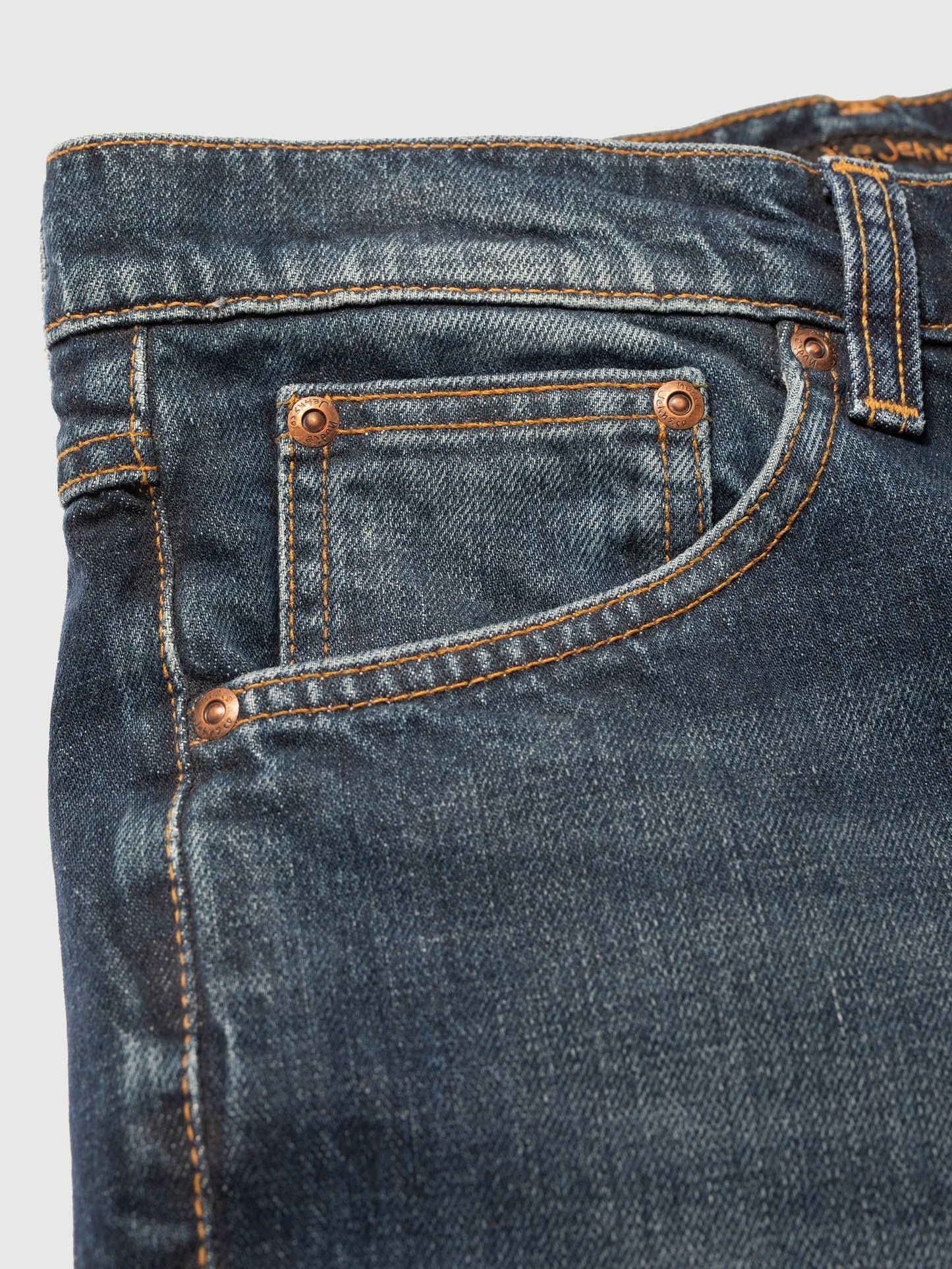 Jean slim bleu foncé délavé en coton bio - lean dean deep ocean