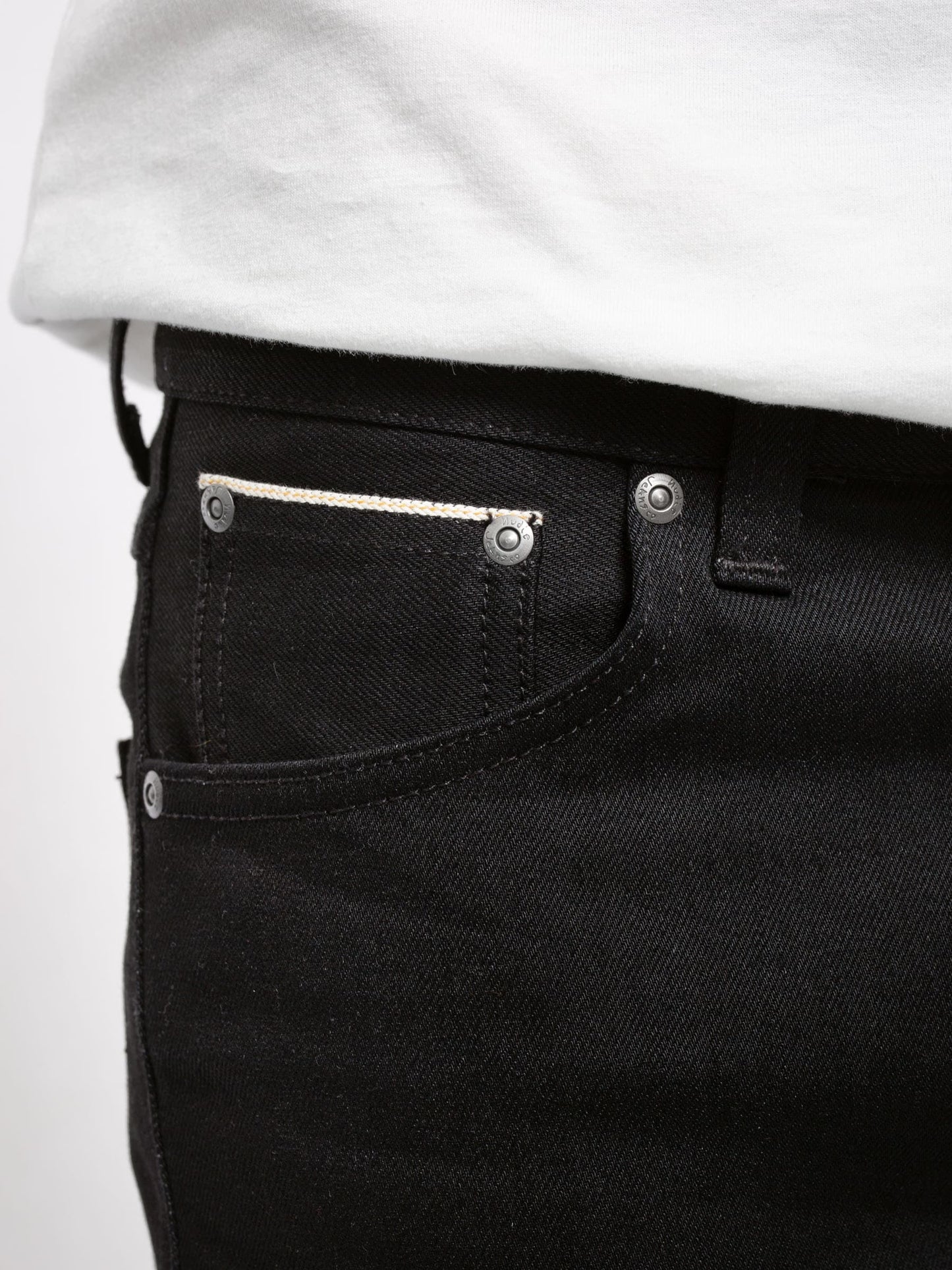 Jean slim noir selvage en coton bio - Lean Dean dry black selvage
