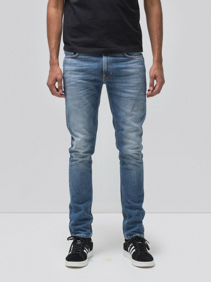 Jean slim bleu clair délavé en coton bio - lean dean pale favorite
