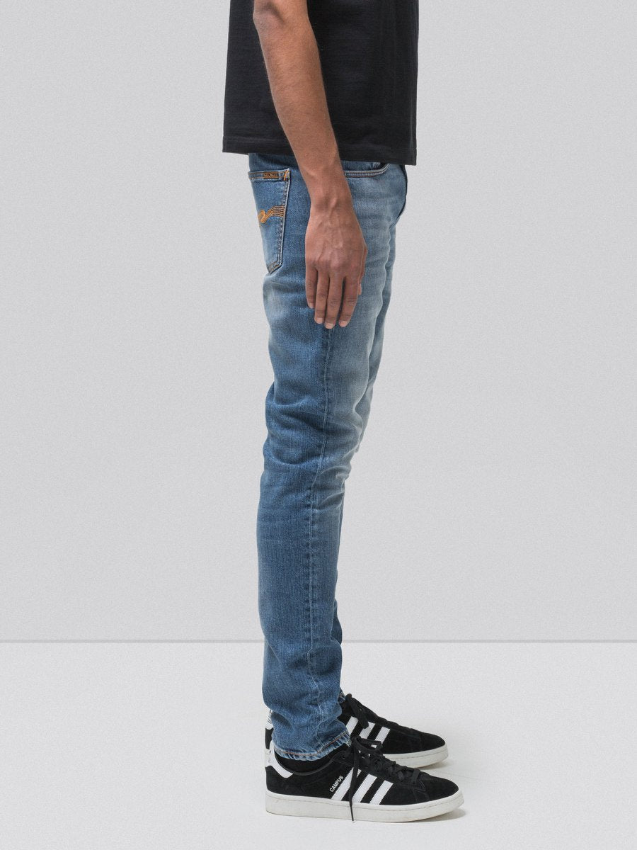 Jean slim bleu clair délavé en coton bio - lean dean pale favorite