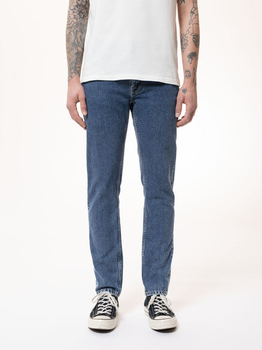 Jean slim en coton bio - bleu clair "lean dean plain stone"
