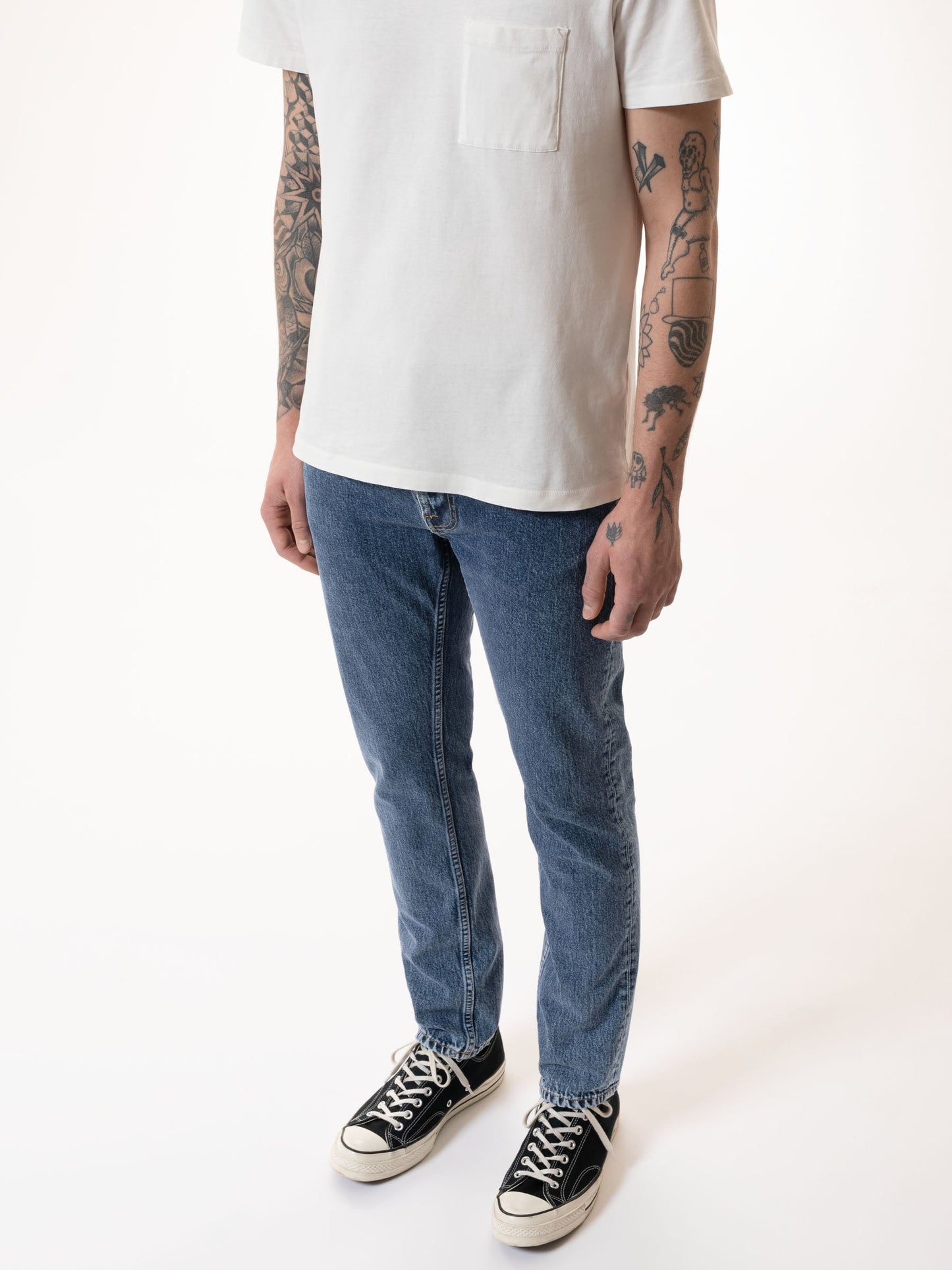 Jean slim en coton bio - bleu clair "lean dean plain stone"