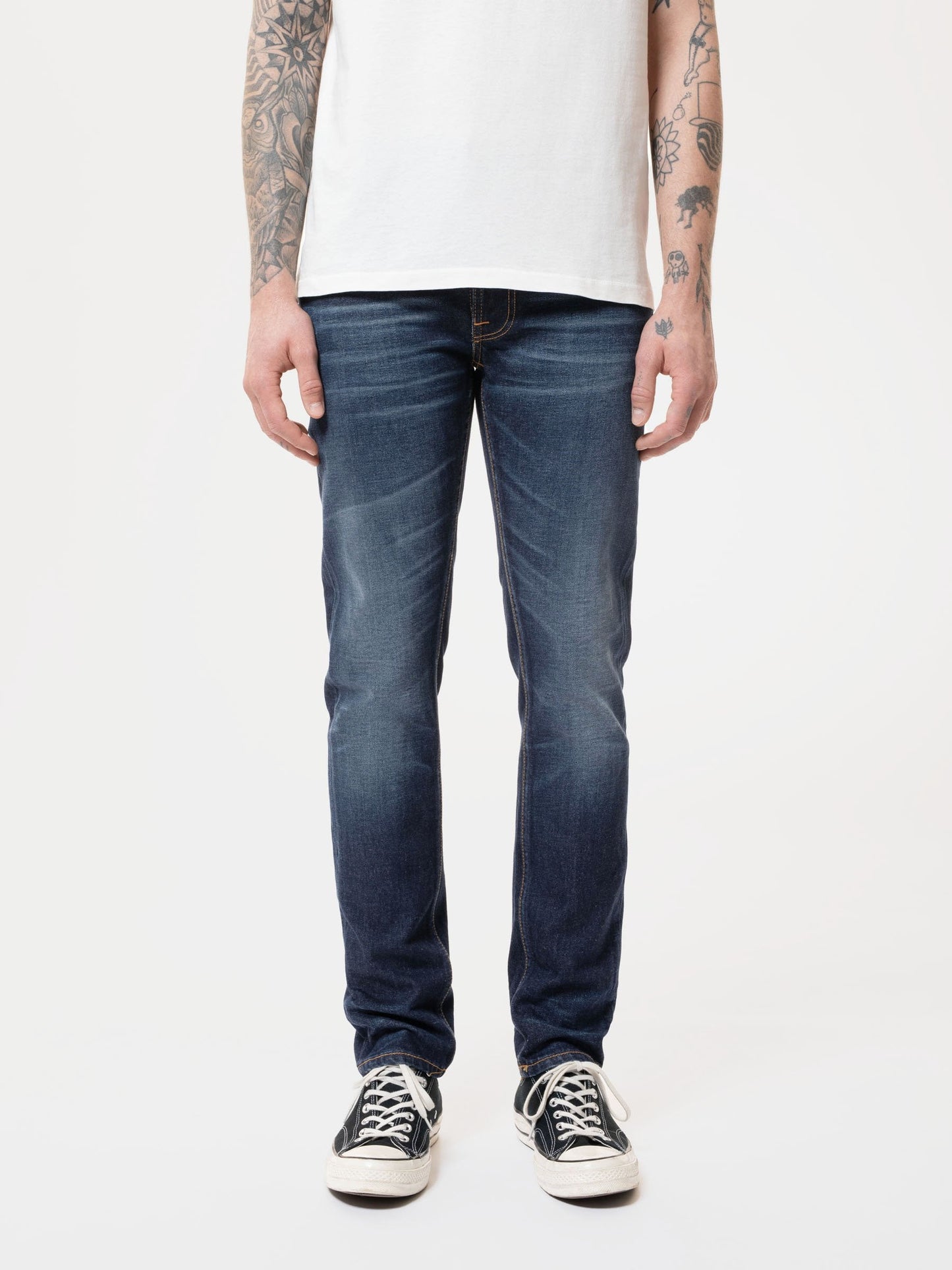 Jean slim bleu foncé délavé en coton bio - lean dean blue thunder