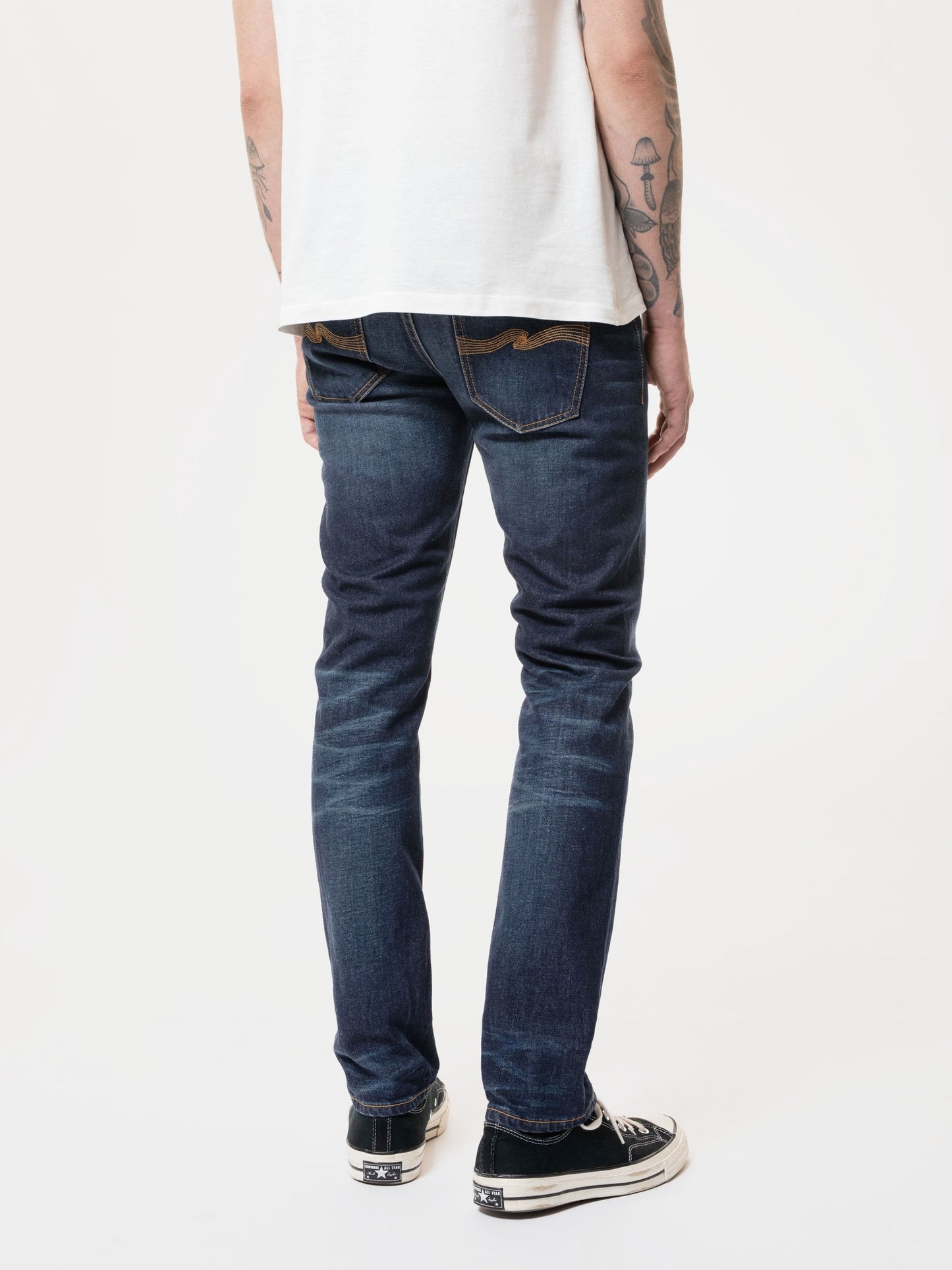 Jean slim bleu foncé délavé en coton bio - lean dean blue thunder