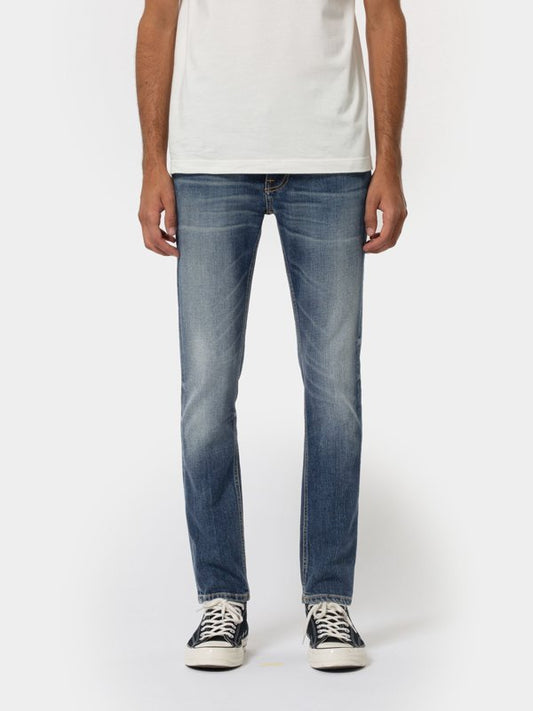 Jean slim indigo délavé en coton bio - Lean Dean indigo shades