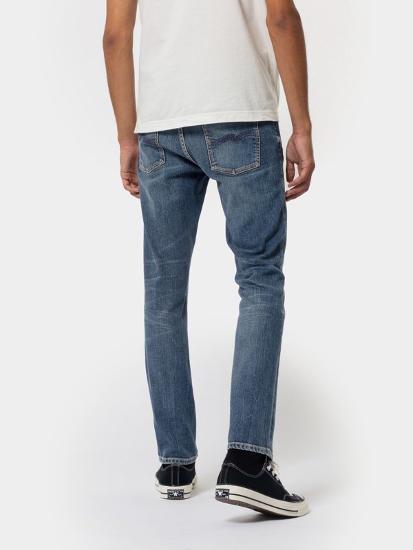 Jean slim indigo délavé en coton bio - Lean Dean indigo shades