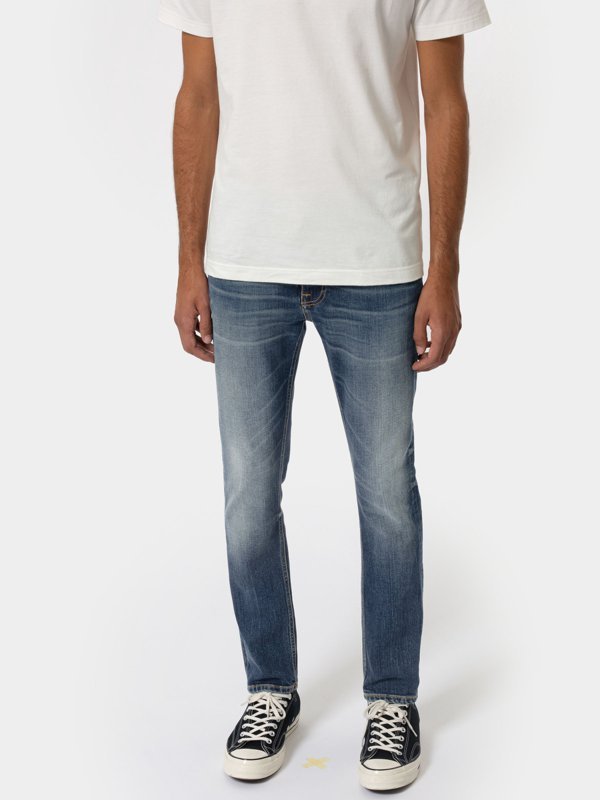 Jean slim indigo délavé en coton bio - Lean Dean indigo shades
