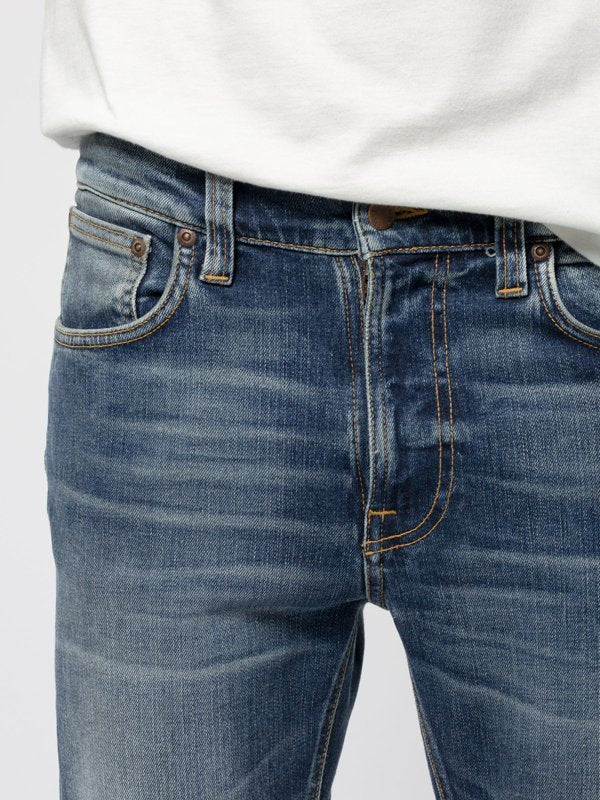 Jean slim indigo délavé en coton bio - Lean Dean indigo shades