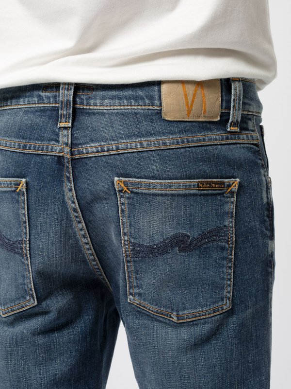 Jean slim indigo délavé en coton bio - Lean Dean indigo shades