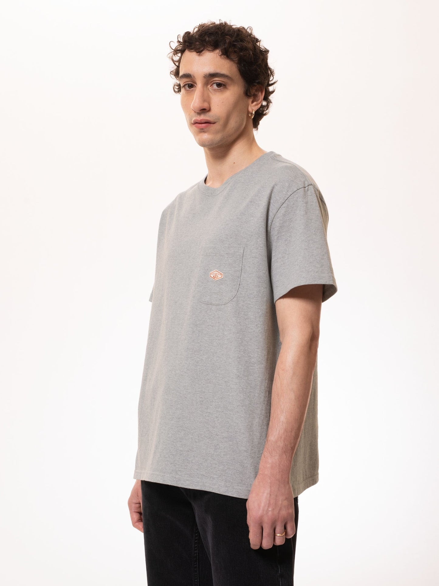 T-shirt manches courtes à poche en coton bio | gris "leffe pocket tee greymelange"