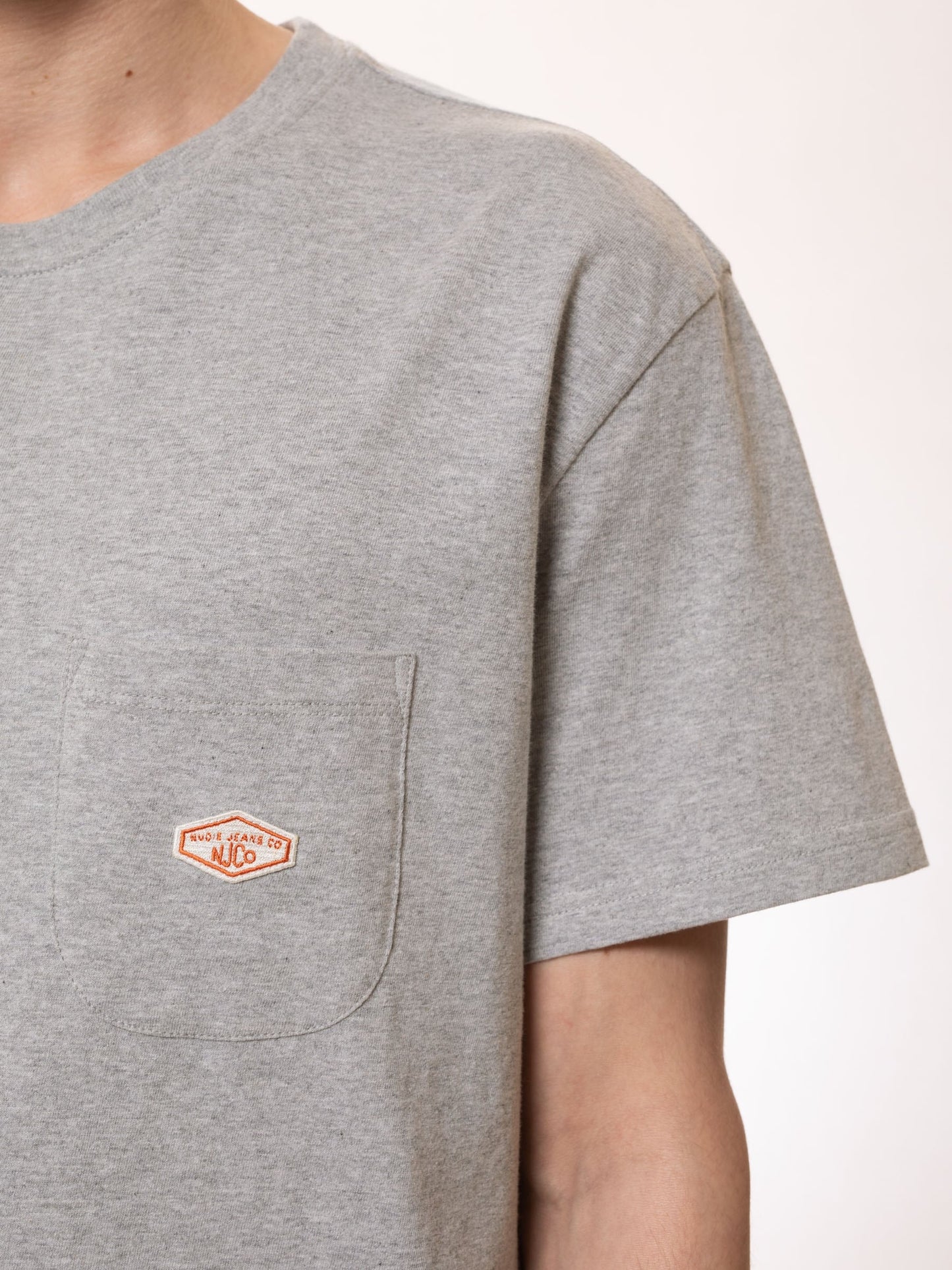 T-shirt manches courtes à poche en coton bio | gris "leffe pocket tee greymelange"