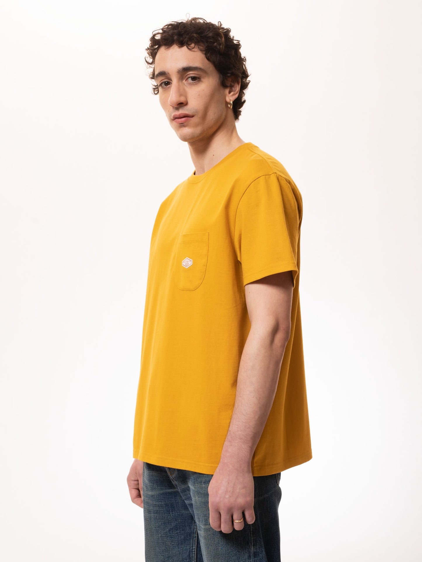 T-shirt à poche jaune en coton bio - leffe pocket tee saffron