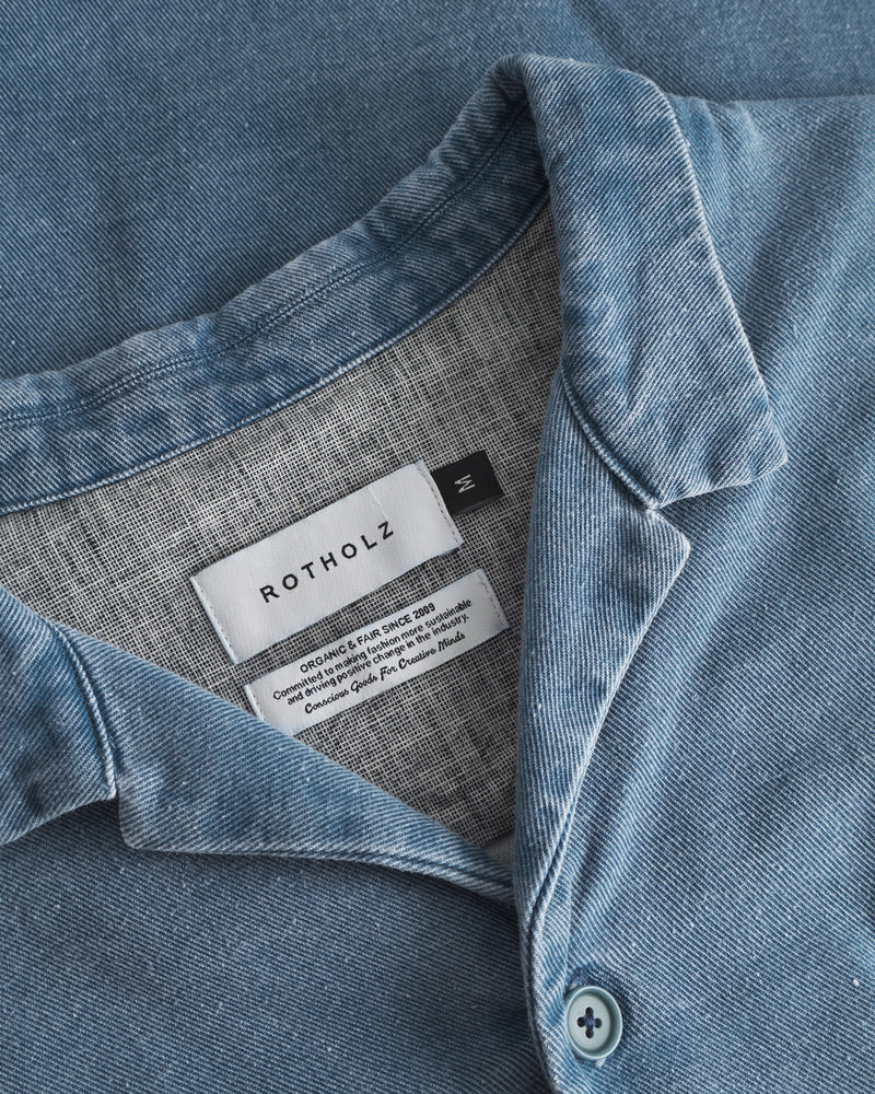 Chemise denim en coton biologique | bleu "leisure shirt - washed denim"