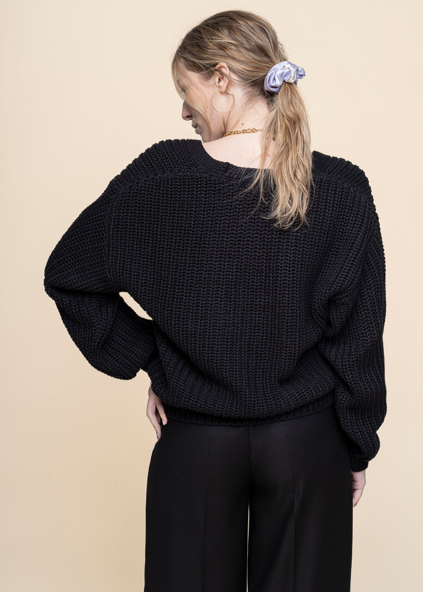 Gilet en maille de coton bio | Noir "lena black"