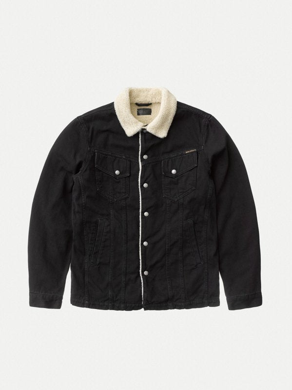 Veste sherpa noire en coton bio - Lenny