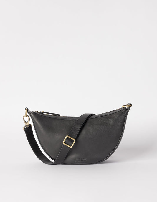 Sac à bandoulière en cuir certifié | noir "leo black soft grain leather"