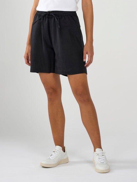 Short noir en lin bio et tencel - linen shorts black jet