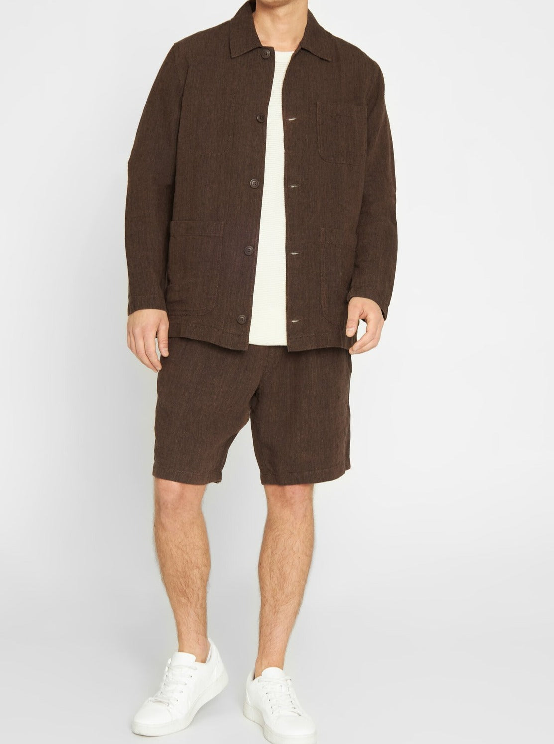 Surchemise marron en lin bio - linen overshirt cub