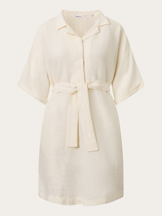 Robe midi en lin naturel bio - linen midi dress buttercream