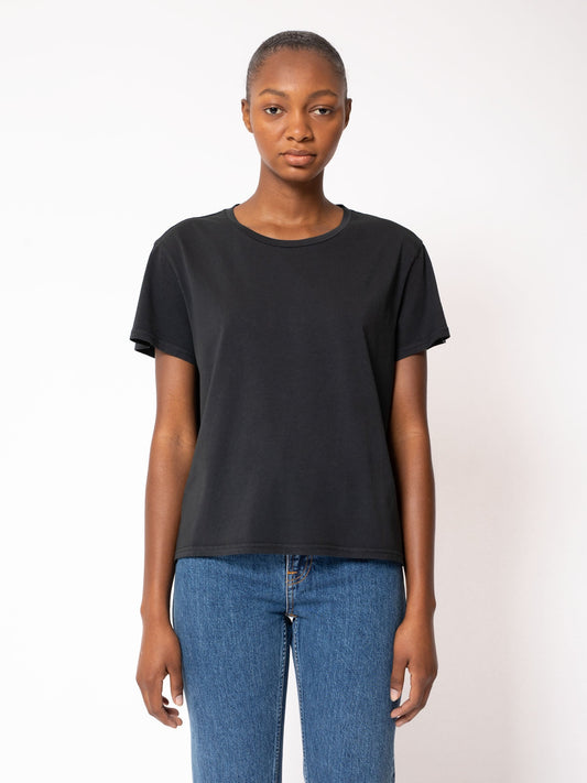 T-shirt ample gris foncé en coton bio - Lisa Cropped Tee Antracite