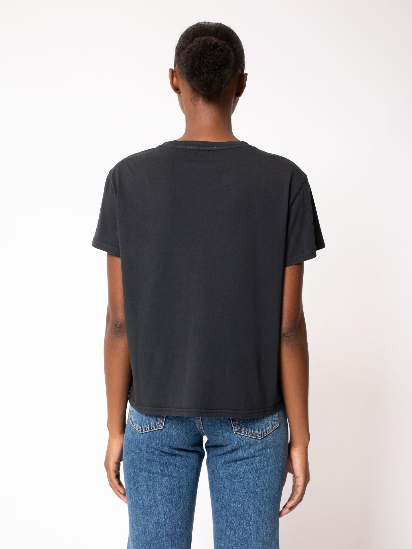 T-shirt ample gris foncé en coton bio - Lisa Cropped Tee Antracite
