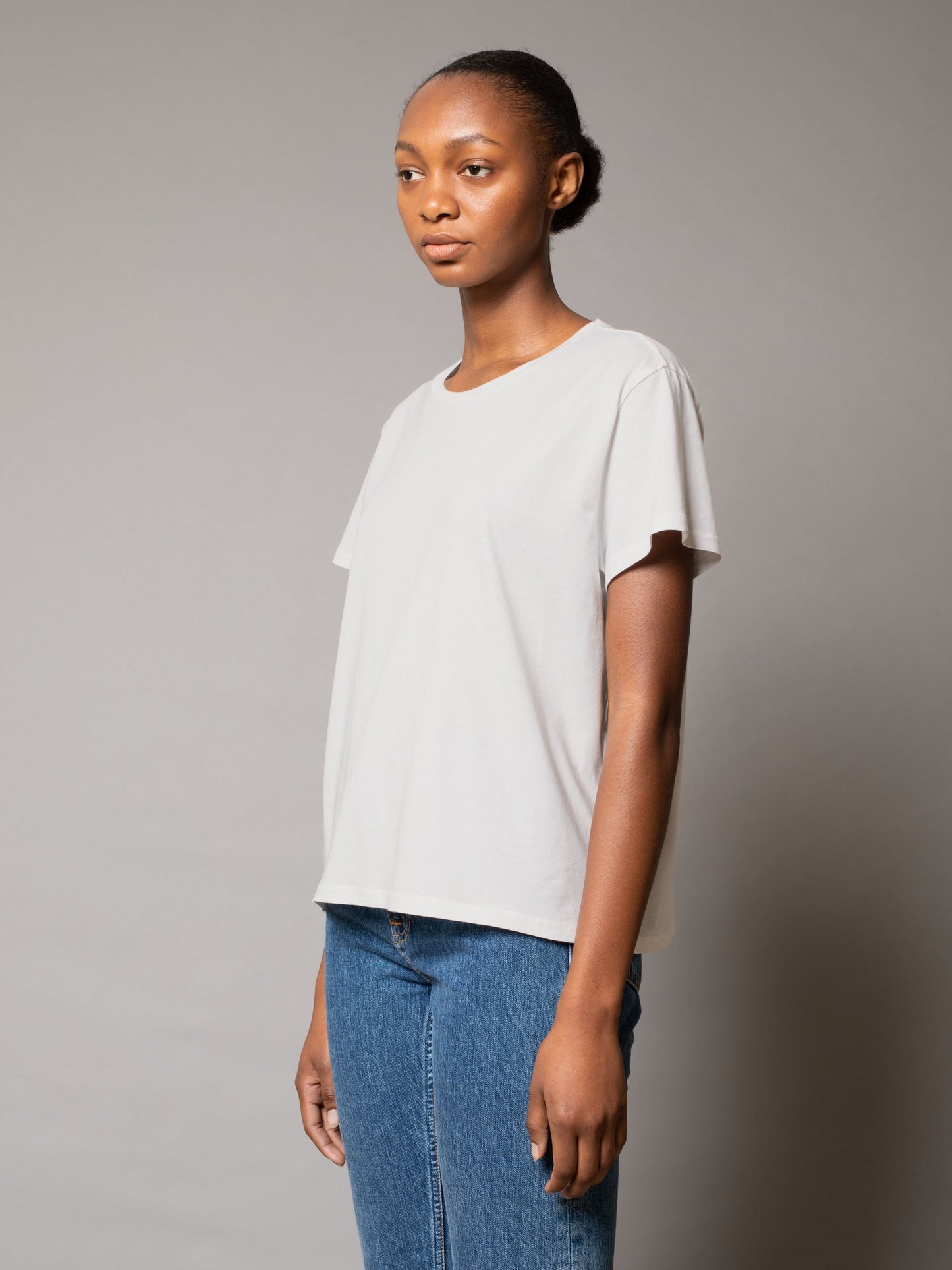 T-shirt ample blanc en coton bio - Lisa Cropped Tee Offwhite