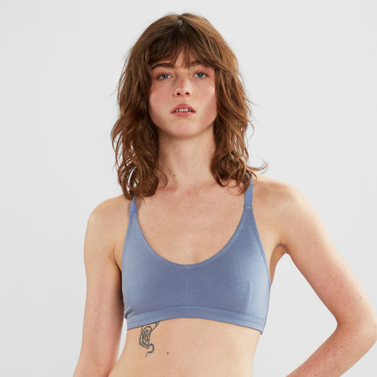 Brassière en coton bio et tencel | bleu "Soft bra junsele steel blue - stonewash" | Stonewash