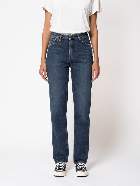 Jean droit bleu en coton bio et recyclé - Lofty lo Dark Vintage