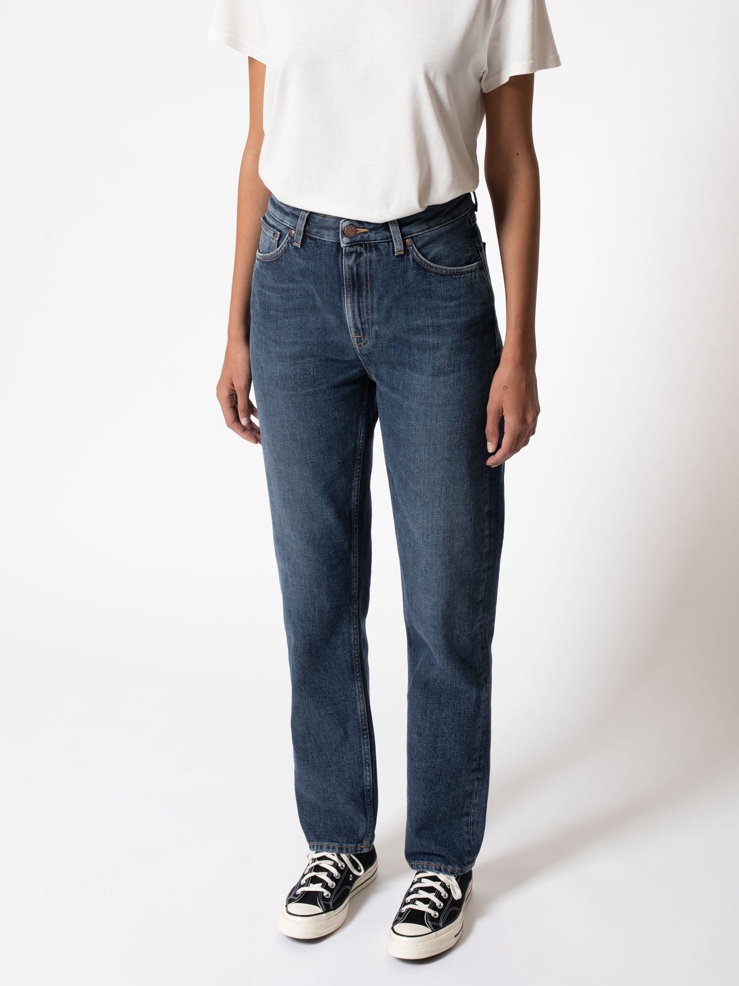 Jean droit bleu en coton bio et recyclé - Lofty lo Dark Vintage