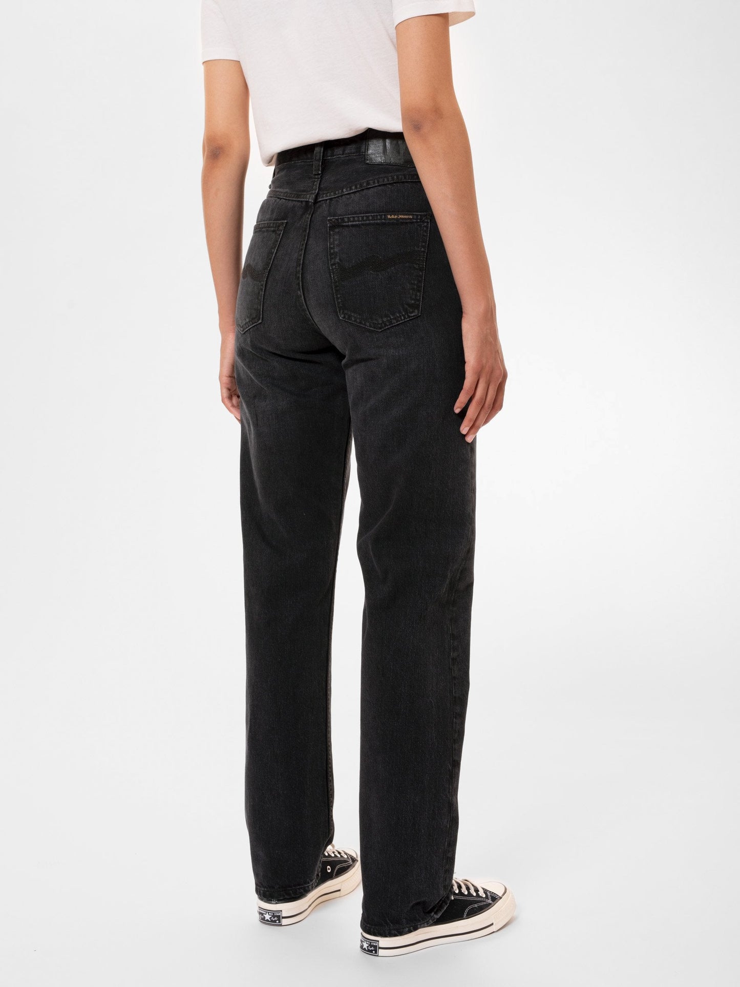 Jean droit délavé en coton bio | noir "lofty lo vintage black"