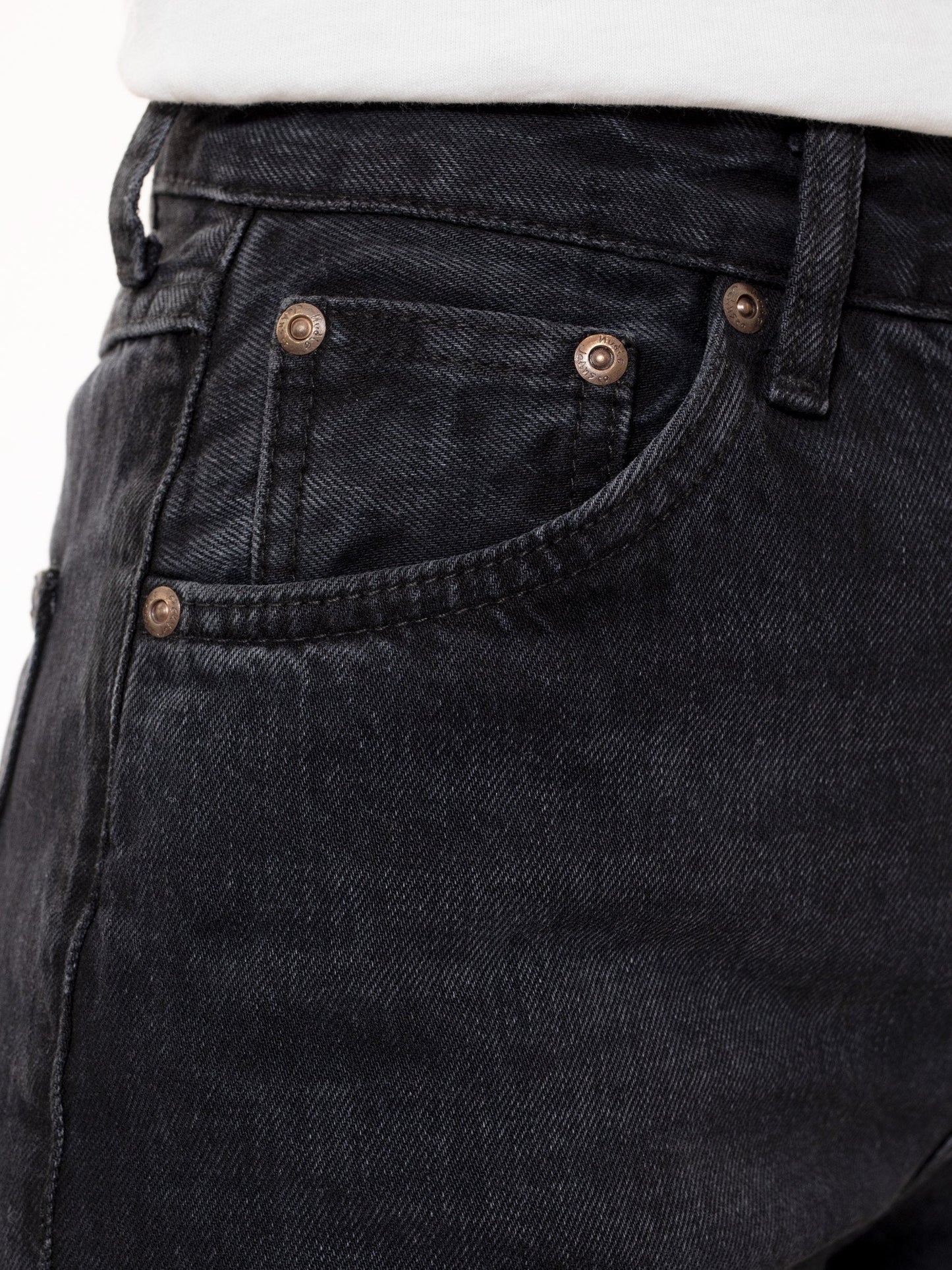 Jean droit délavé en coton bio | noir "lofty lo vintage black"
