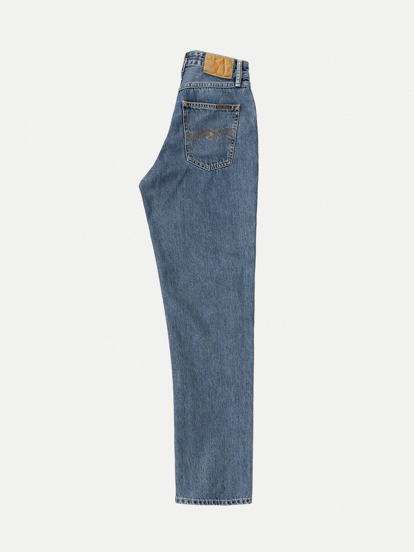 Jean droit bleu en coton bio et recyclé - lofty lo wavy blues