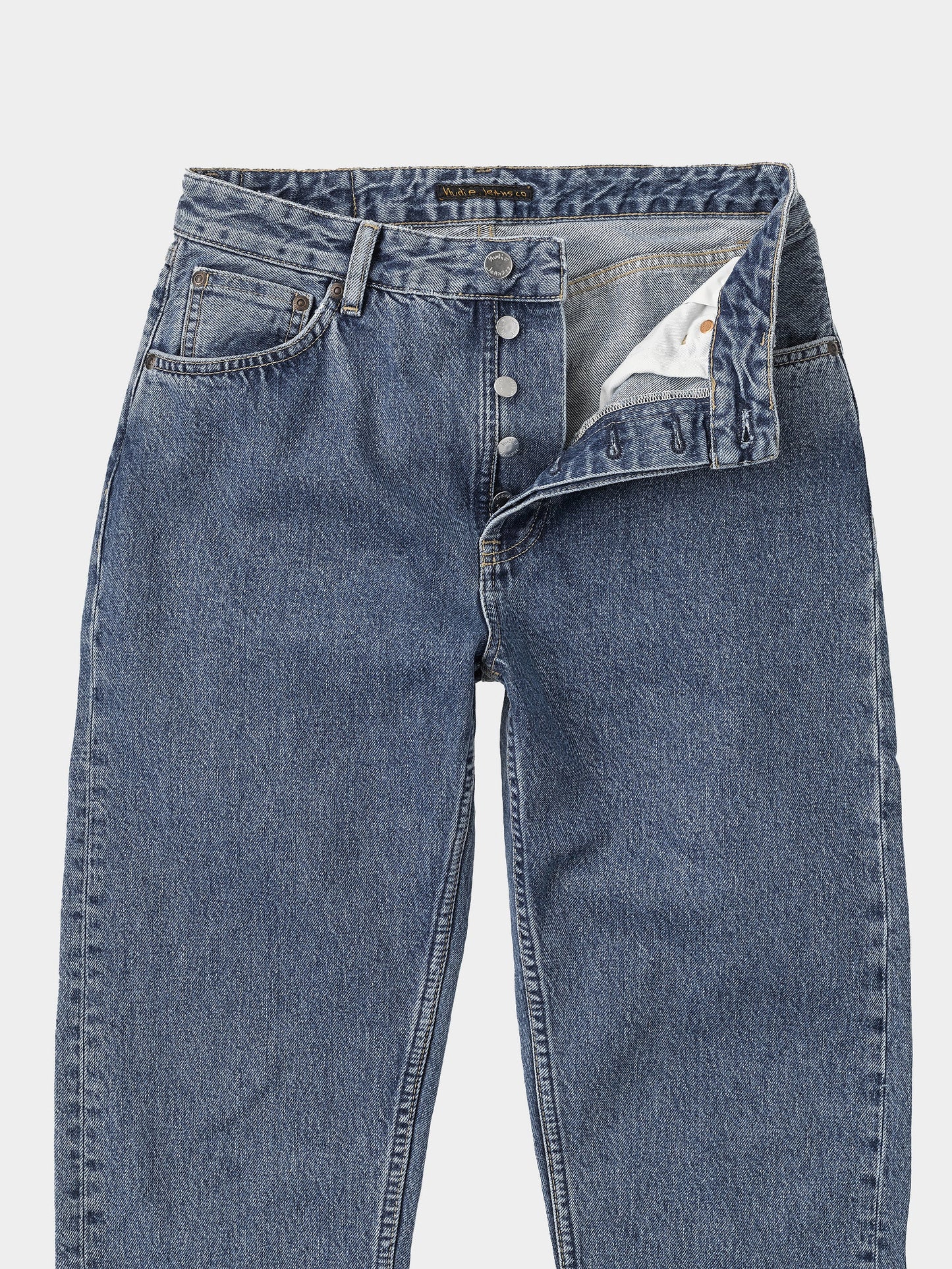 Jean droit bleu en coton bio et recyclé - lofty lo wavy blues