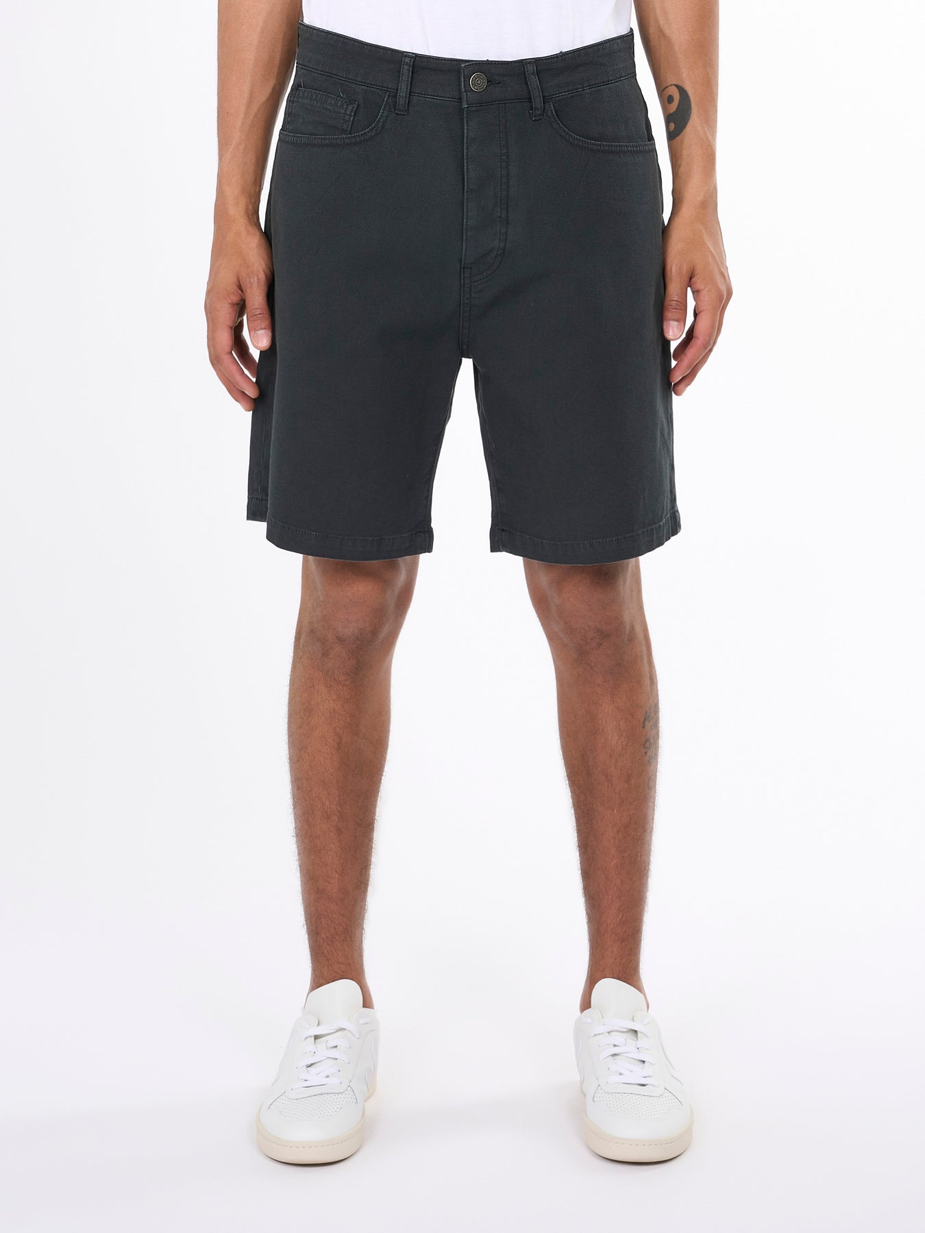 Short noir en canvas de coton bio - loose canvas twill shorts black jet