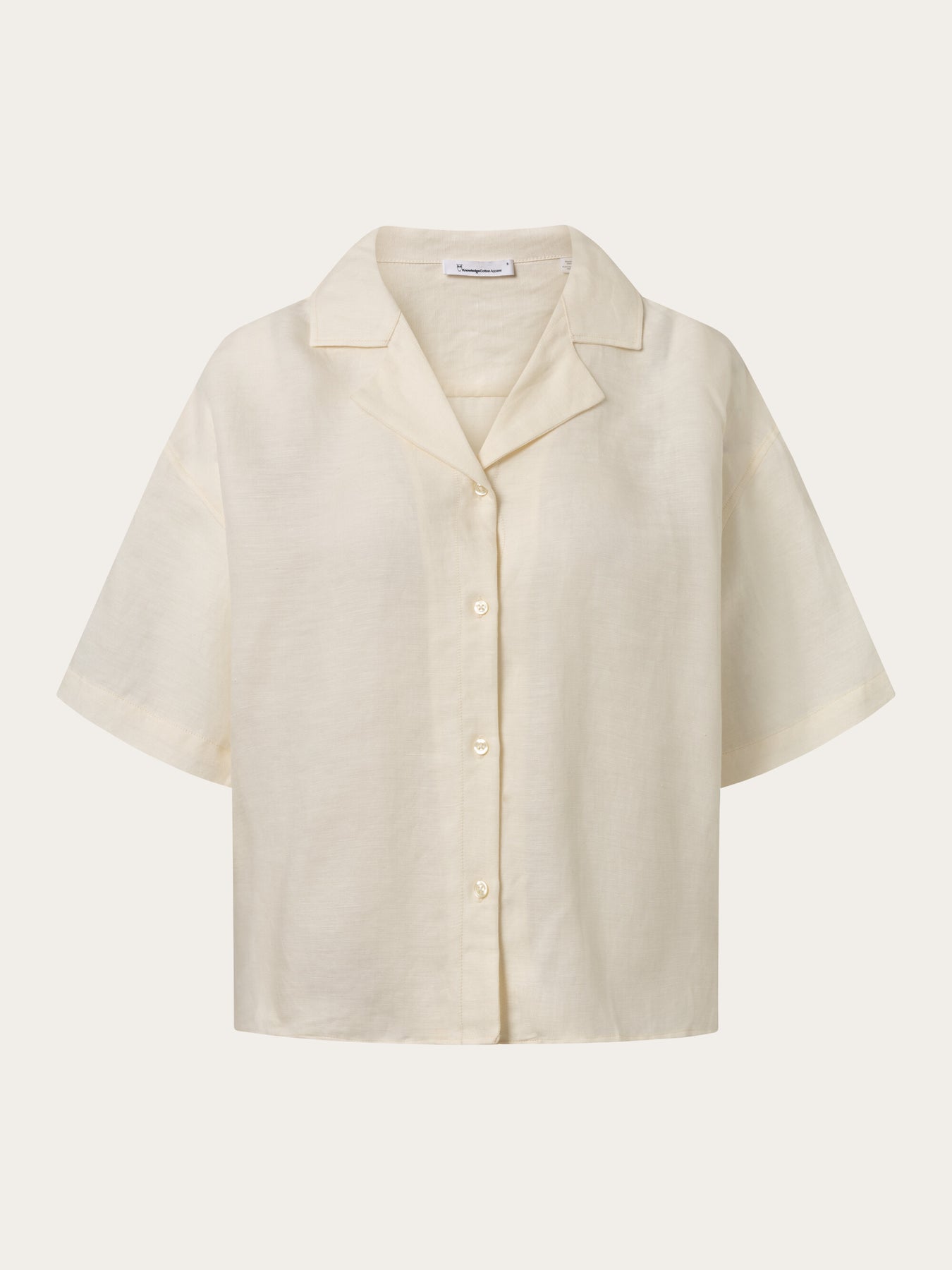 Chemiser beige en lin bio et tencel - loose linen shirt buttercream