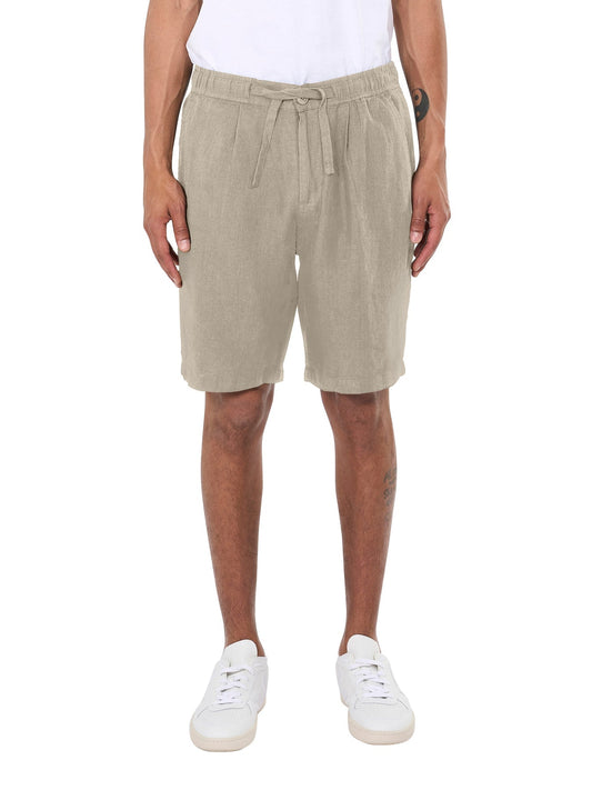 Short en lin bio | Beige "fig loose linen shorts light feather gray"