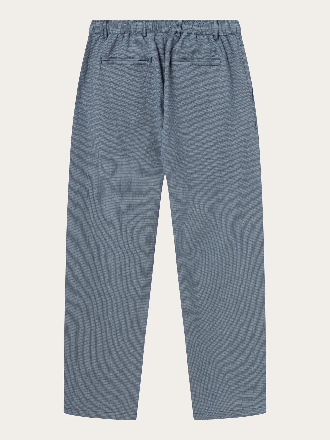 Pantalon à carreaux marine en coton bio - loose fit pepita checked total eclipse