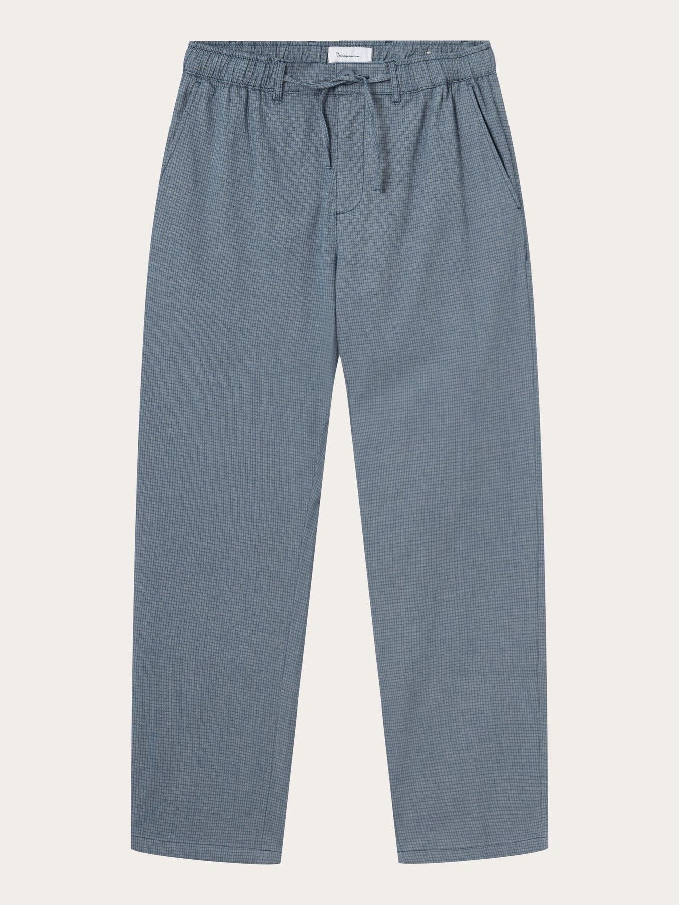 Pantalon à carreaux marine en coton bio - loose fit pepita checked total eclipse